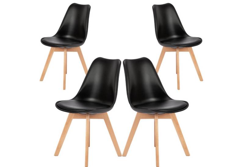 Refined Living Esszimmersessel Esszimmerstühle 4er set Gepolsterter Stuhl aus PU-Leder mit Holzbeinen (Geeignet für Hotels, westliche Restaurants, Familien, Schlafzimmer, Mid-Century Modern Esszimmerstühle, Küchenstühle), Skandinavischen Stühlen Warmer und liebevoller Familien-Esszimmerstuhl von Refined Living