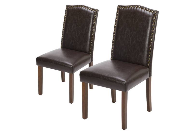 Refined Living Esszimmerstuhl Esstisch x2 esszimmerstühle 2er set stühle esszimmer polsterstuhl (2 St), Pu-Leder Gepolstert küchenstühle modern Wohnzimmer, dunkelbraun von Refined Living