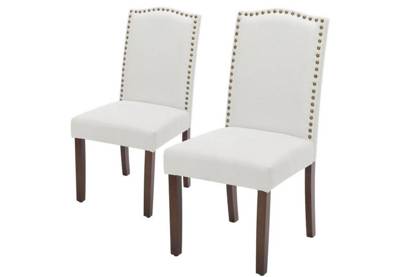 Refined Living Esszimmerstuhl Esszimmerstühle 2 Set Esstisch Stühle Massivholz Küchenstuhl Anmut (2 St), Leinenstoff Gepolstert küchenstühle modern Wohnzimmer, Beige von Refined Living