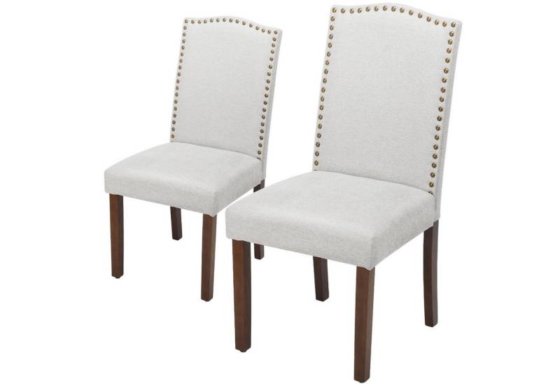 Refined Living Esszimmerstuhl Esszimmerstühle 2 Set Esstisch Stühle Massivholz Küchenstuhl Anmut (2 St), Leinenstoff Gepolstert küchenstühle modern Wohnzimmer, grau von Refined Living