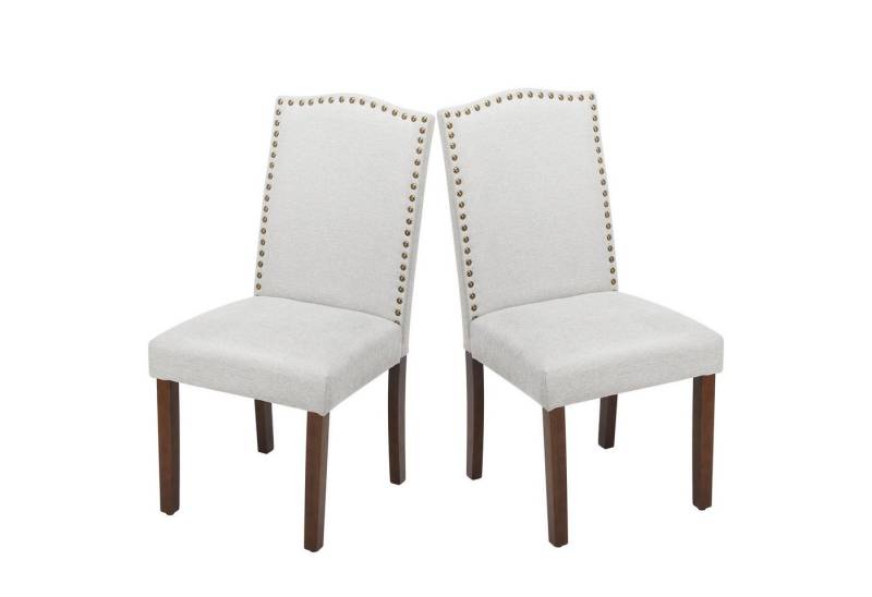 Refined Living Esszimmerstuhl Esstisch Stühle 2 St Esszimmerstühle Massivholz Küchenstuhl Anmut (2er-Pack, Tragfähigkeit 113 kg), Leinenstoff Gepolstert küchenstühle modern Wohnzimmer, Schlafzimmer von Refined Living