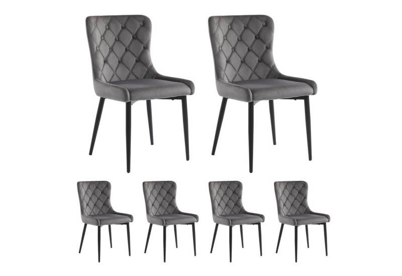 Refined Living Esszimmerstuhl mit Rückenlehne Küchenstuhl mit Samtbezug Polsterstuhl aus Metall (50*46*91cm, Schwarze Stuhlbeine aus Eisen, Ergonomischer Stuhl, Einfach zu reinigen, Komfort beim Sitzen, 6 St), Weicher Stoff, für Wohnzimmer, Esszimmer, Schlafzimmer von Refined Living