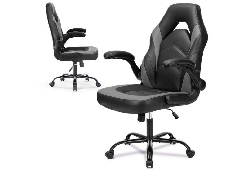 Refined Living Gaming Chair Ergonomie Gaming-stuhl Klappbare Armlehnen 360° leise Rollen 113kg PU (Verstellbare Neigung auf der Rückseite Höhenverstellbar Computerstuhl, 1 St), Chefsessel Bürostuhl  Drehstuhl Geeignet für Gaming und Bürogebrauch von Refined Living