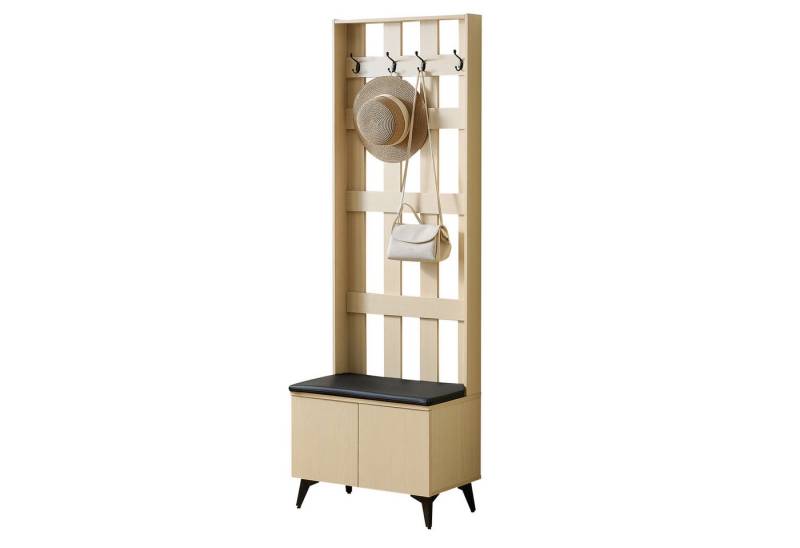 Refined Living Garderoben-Set Garderobe mit Sitzbank & 4 Kleiderhaken, Stauraum-Schrank,Flurschrank, (60×35×179,5 cm, Schuhschrank Flur Garderobe, Kleiderhaken Garderobe Eingang, Schuhbank mit Haken Garderobe,Eingangsbereich Möbel Garderob,4 Haken für Jacken und Taschen, Schwarze Stahlbeine, 1-St., Platzsparendes, Hochwertige Materialien & stabile Konstruktion), für Flur,Wohnzimmer,Eingangsbereich,Wohnung,Schlafzimmer,Büro Refined Living Garderoben-Set Garderobe mit Sitzbank & 4 Kleiderhaken, Stauraum-Schrank,Flurschrank, (60×35×179,5 cm, Schuhschrank Flur Garderobe, Kleiderhaken Garderobe Eingang, Schuhbank mit Haken Garderobe,Eingangsbereich Möbel Garderob,4 Haken für Jacken und Taschen, Schwarze Stahlbeine, 1-St., Platzsparendes, Hochwertige Materialien & stabile Konstruktion), für Flur,Wohnzimmer,Eingangsbereich,Wohnung,Schlafzimmer,Büro von Refined Living