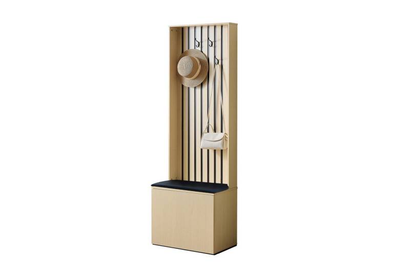 Refined Living Garderoben-Set Garderobe mit Sitzbank & 4 Kleiderhaken, Stauraum-Schrank,Flurschrank, (60×35×179,5 cm, Schuhschrank Flur Garderobe, Kleiderhaken Garderobe Eingang, Schuhbank mit Haken Garderobe,Eingangsbereich Möbel Garderob,4 Haken für Jacken und Taschen, Schwarze Stahlbeine, 1-St., Platzsparendes, Hochwertige Materialien & stabile Konstruktion), für Flur,Wohnzimmer,Eingangsbereich,Wohnung,Schlafzimmer,Büro Refined Living Garderoben-Set Garderobe mit Sitzbank & 4 Kleiderhaken, Stauraum-Schrank,Flurschrank, (60×35×179,5 cm, Schuhschrank Flur Garderobe, Kleiderhaken Garderobe Eingang, Schuhbank mit Haken Garderobe,Eingangsbereich Möbel Garderob,4 Haken für Jacken und Taschen, Schwarze Stahlbeine, 1-St., Platzsparendes, Hochwertige Materialien & stabile Konstruktion), für Flur,Wohnzimmer,Eingangsbereich,Wohnung,Schlafzimmer,Büro von Refined Living