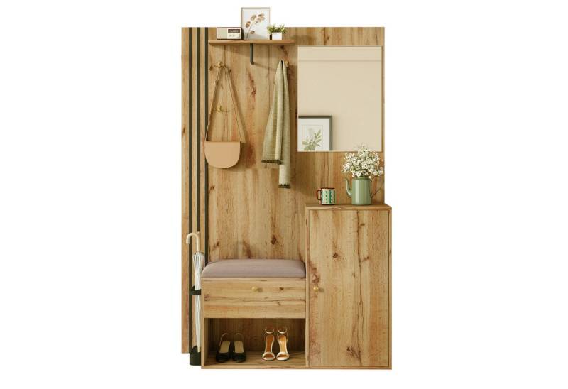 Refined Living Garderoben-Set Garderobenset Kompaktgarderobe Flurgarderobe mit Spiegel & Sitzbank, (115 x 185 x 37 cm, Schuhschrank mit verstellbaren Regalböden, Schirmablage, Flurgarderobe, Spiegelgarderobe, Schirmhalter, Eingangsbereich Aufbewahrung, mit Verstellbare Regalböden, Flexible Aufbewahrung, Schuhregal, 1-St., Hochwertiges Material, Sanftes Öffnen & Schließen, Sicher & Stabil), für Flur,Eingangsbereich,Schlafzimmer,Wohnung,Wohnzimmer,Familien Refined Living Garderoben-Set Garderobenset Kompaktgarderobe Flurgarderobe mit Spiegel & Sitzbank, (115 x 185 x 37 cm, Schuhschrank mit verstellbaren Regalböden, Schirmablage, Flurgarderobe, Spiegelgarderobe, Schirmhalter, Eingangsbereich Aufbewahrung, mit Verstellbare Regalböden, Flexible Aufbewahrung, Schuhregal, 1-St., Hochwertiges Material, Sanftes Öffnen & Schließen, Sicher & Stabil), für Flur,Eingangsbereich,Schlafzimmer,Wohnung,Wohnzimmer,Familien von Refined Living