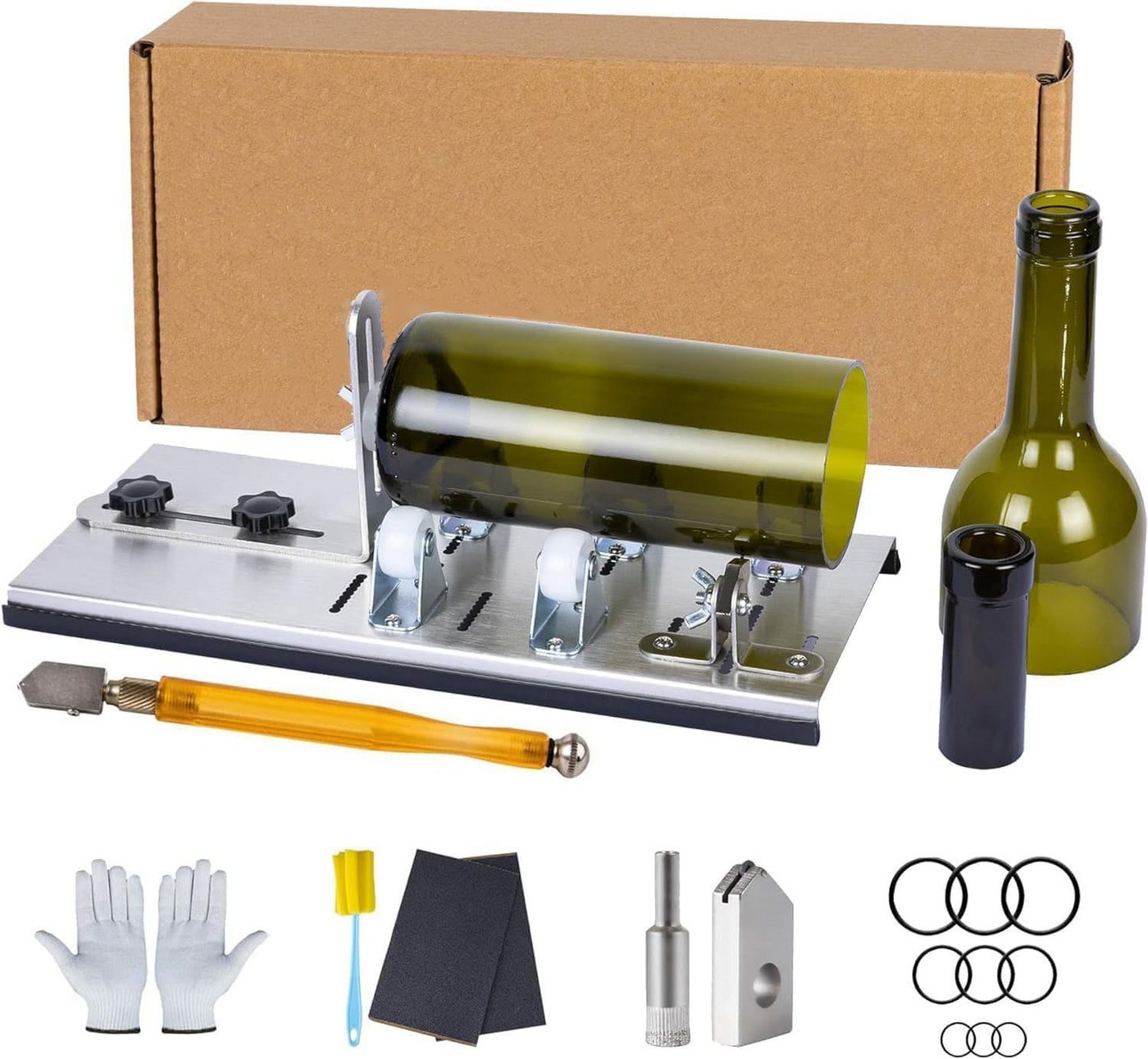 Refined Living Glasschaber Glasschneider für Flaschen Edelstahl Set, DIY Flaschen Cutter 5 Verstellbare Räder, DIY Flaschenschneider für Kreative Projekte Refined Living Glasschaber Glasschneider für Flaschen Edelstahl Set, DIY Flaschen Cutter 5 Verstellbare Räder, DIY Flaschenschneider für Kreative Projekte von Refined Living