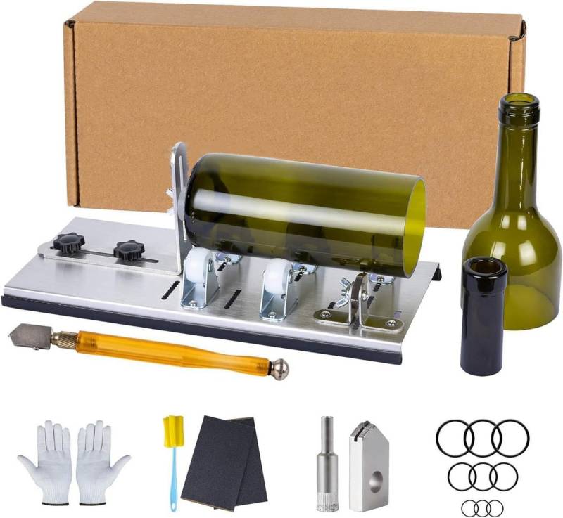 Refined Living Glasschaber Glasschneider für Flaschen Edelstahl Set, DIY Flaschen Cutter 5 Verstellbare Räder, DIY Flaschenschneider für Kreative Projekte von Refined Living