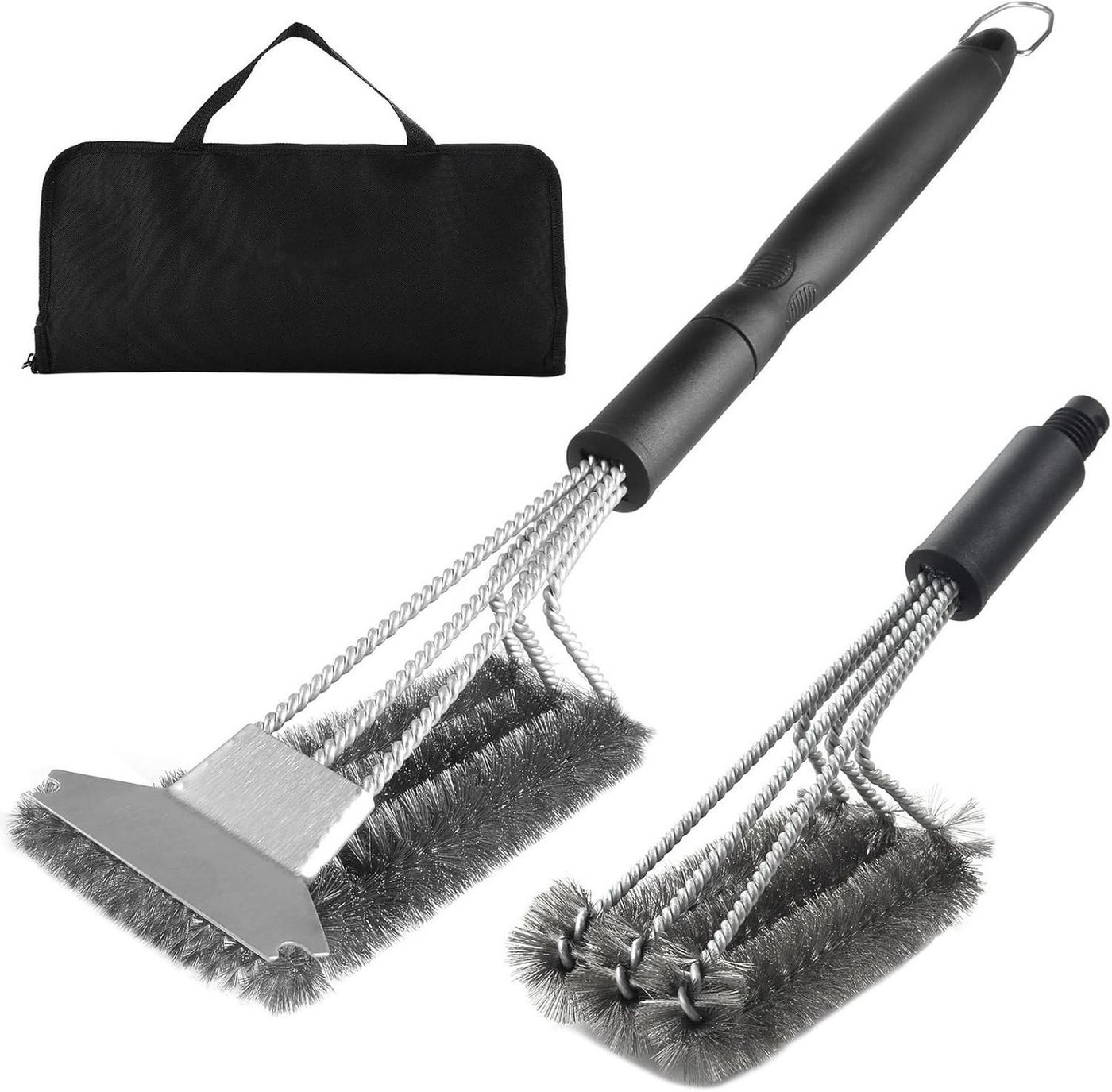 Refined Living Grillbürste BBQ Grillbürste 2-teilig mit Schaber – Edelstahl Grillreiniger Set, Für Holzkohlegrill, Gasgrill, Keramikgrill, Gusseisenrost, (BBQ Reinigungsbürste, Grillreiniger mit Schaber, Grillzubehör Set, Grillrost Reinigung, Grillbürste Set, Barbecue Bürste, Grill Reinigungsbürste, Ergonomischer Griff, 360° Borstenstruktur, Hochwertige Materialien,2-in-1 Design, 2-tlg., Integrierter Schaber,2 Edelstahl-Bürstenköpfe, Effiziente Reinigung), für Edelstahl, Gusseisen, Porzellan, Holzkohlegrills, universell Refined Living Grillbürste BBQ Grillbürste 2-teilig mit Schaber – Edelstahl Grillreiniger Set, Für Holzkohlegrill, Gasgrill, Keramikgrill, Gusseisenrost, (BBQ Reinigungsbürste, Grillreiniger mit Schaber, Grillzubehör Set, Grillrost Reinigung, Grillbürste Set, Barbecue Bürste, Grill Reinigungsbürste, Ergonomischer Griff, 360° Borstenstruktur, Hochwertige Materialien,2-in-1 Design, 2-tlg., Integrierter Schaber,2 Edelstahl-Bürstenköpfe, Effiziente Reinigung), für Edelstahl, Gusseisen, Porzellan, Holzkohlegrills, universell von Refined Living