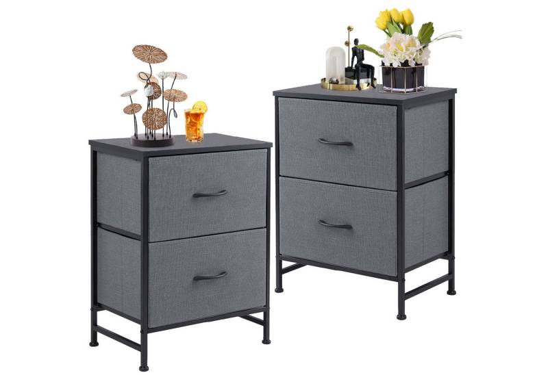 Refined Living Kommode Schubkastenkommode mit 2/4/5 /7/8/9 Schubladen stabilem Stahlrahmen (Nachttisch 2st - Schrank 2 Stoffschubladen mit Griffen Metallgestell, Vertikaler Stauraum Organizer Einheit 50cm Hoch Max Belastbarkeit 20kg), Kleine Schlafsäle und Apartments, Kinderzimmer, Einstiegsmöbeloptionen von Refined Living