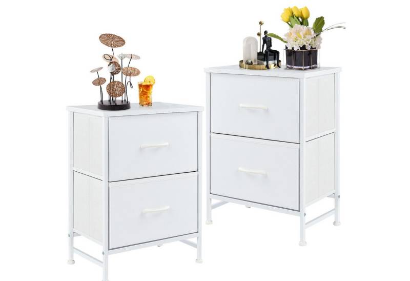 Refined Living Kommode Schubkastenkommode mit 2/4/5 /7/8/9 Schubladen stabilem Stahlrahmen (Nachttisch 2st - Schrank 2 Stoffschubladen mit Griffen Metallgestell, Vertikaler Stauraum Organizer Einheit 50cm Hoch Max Belastbarkeit 20kg), Kleine Schlafsäle und Apartments, Kinderzimmer, Einstiegsmöbeloptionen von Refined Living
