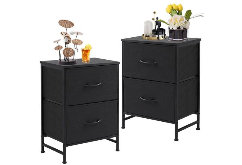 Refined Living Kommode Schubkastenkommode mit 2/4/5 /7/8/9 Schubladen stabilem Stahlrahmen (Nachttisch 2st - Schrank 2 Stoffschubladen mit Griffen Metallgestell, Vertikaler Stauraum Organizer Einheit 50cm Hoch Max Belastbarkeit 20kg), Kleine Schlafsäle und Apartments, Kinderzimmer, Einstiegsmöbeloptionen von Refined Living