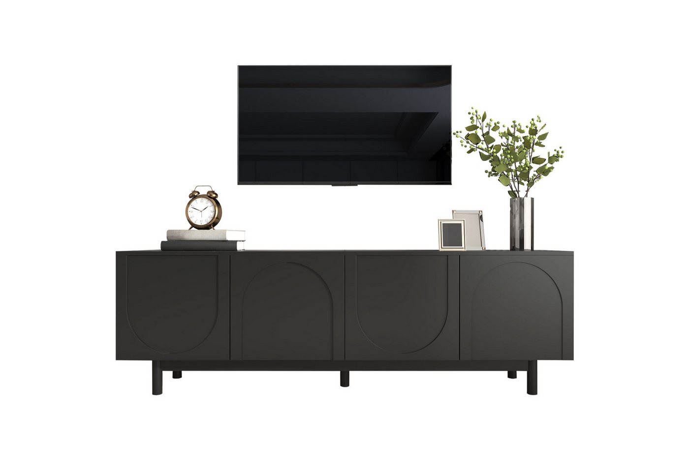 Refined Living Lowboard TV-Schrank TV-Board Fernsehtisch Leichte Lowboard-TV-Möbel (1 St., 175*38*56cm mit 4 Türen, 1 St., strukturierte Türen, mit verstellbare Trennwände), mit Push-to-Open-Türen und viel Stauraum, Für Wohnzimmer, Schlafzimmer von Refined Living