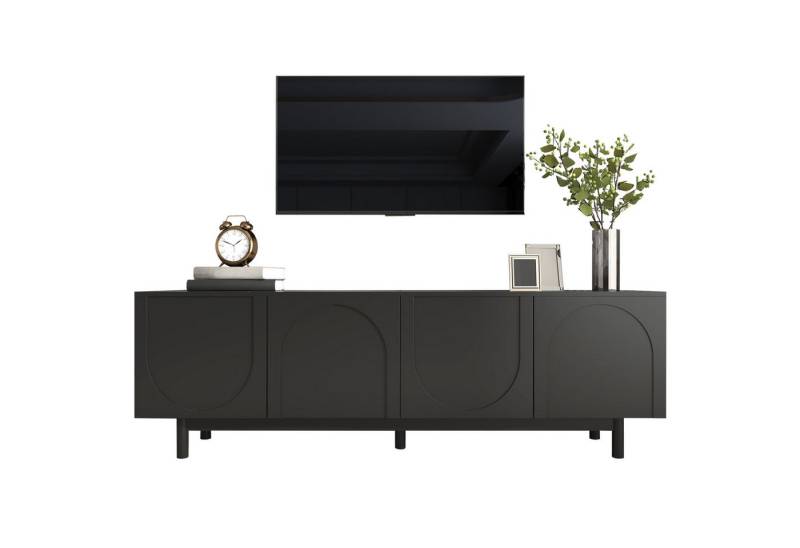 Refined Living Lowboard TV-Schrank TV-Board Fernsehtisch Leichte Lowboard-TV-Möbel (1 St., 175*38*56cm mit 4 Türen, 1 St., strukturierte Türen, mit verstellbare Trennwände), mit Push-to-Open-Türen und viel Stauraum, Für Wohnzimmer, Schlafzimmer von Refined Living