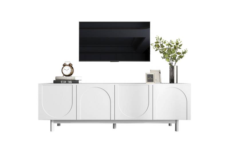 Refined Living Lowboard TV-Schrank TV-Board Fernsehtisch Leichte Lowboard-TV-Möbel (1 St., 175*38*56cm mit 4 Türen, strukturierte Türen, mit verstellbare Trennwände), mit Push-to-Open-Türen und viel Stauraum, Für Wohnzimmer, Schlafzimmer von Refined Living