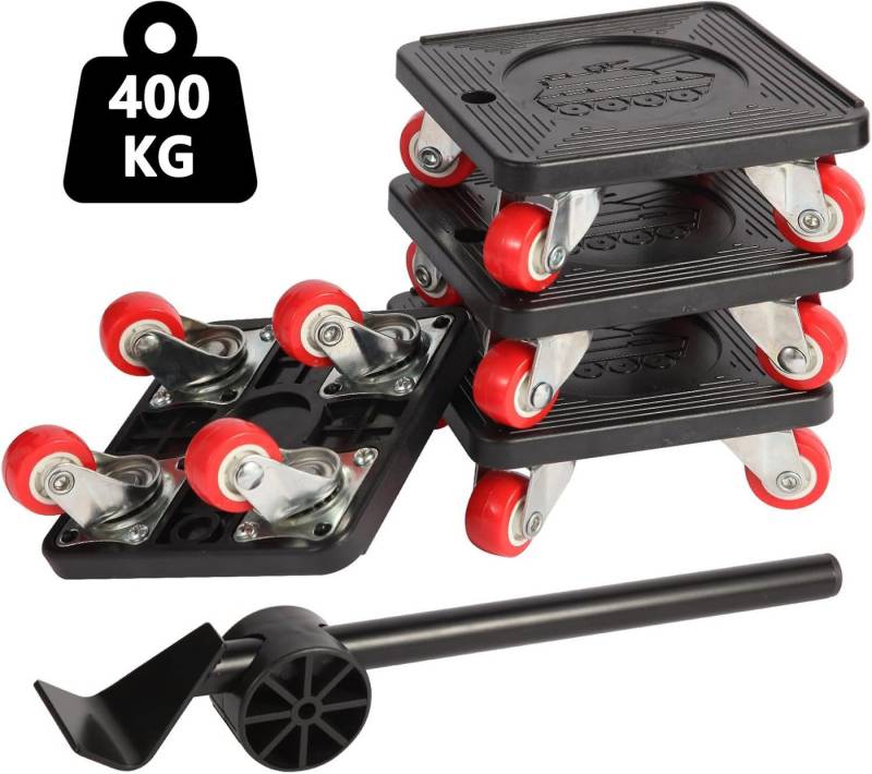 Refined Living Möbelrolle 4-teiliges Möbelheber Set mit 360° Rollen, Schwerlastrollen Möbel, (Umzugshelfer, Möbel verschieben ohne Kratzer, Transportroller Set, Schwerlastrolle, Möbelrollen, Transportrollen, Möbelwagen 400 kg, Tragkraft Transporthilfe Möbel, Möbel verschieben, 4-St., Möbelroller Transporthilfe,Möbellift mit Hebelarm, Anti-Rutschfläche), für Umzug Möbel,Waschmaschinen,Kühlschränke,Sofas,Pflanzen,Kartons von Refined Living