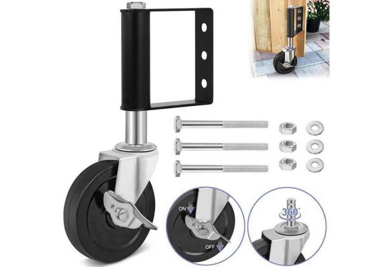 Refined Living Möbelrolle Torrolle 100mm mit Federbelastung Laufrollen mit Bremse 360°-Drehung, (Rad mit Robuster Federung Schwerlast-Torräder Drehbare Torrolle, 1-St., Leises Gummirollen Belastbarkeit 100 Kg Möbelrolle Lenkrolle Schwarz), Hochleistungs Stoßdämpfung Lenkrolle für Holztore, Zäune und Gartentor Refined Living Möbelrolle Torrolle 100mm mit Federbelastung Laufrollen mit Bremse 360°-Drehung, (Rad mit Robuster Federung Schwerlast-Torräder Drehbare Torrolle, 1-St., Leises Gummirollen Belastbarkeit 100 Kg Möbelrolle Lenkrolle Schwarz), Hochleistungs Stoßdämpfung Lenkrolle für Holztore, Zäune und Gartentor von Refined Living