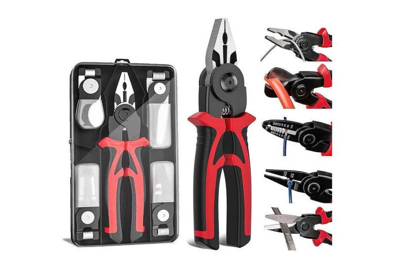 Refined Living Crimpzange 5 IN 1 Multifunktionszangen-Set mit 5 austauschbaren Werkzeugköpfen, Elektriker Zangen Set mit Drahtabisolierzange, Crimpzange, Linienzange 1-tlg., Kabelschneider, Elektrikerschere, Kombizange Zangenset männergeschenke, mit Aufbewahrungskoffer Zum 20-10 Awg Kabel Abisolieren, Crimpen Refined Living Crimpzange 5 IN 1 Multifunktionszangen-Set mit 5 austauschbaren Werkzeugköpfen, Elektriker Zangen Set mit Drahtabisolierzange, Crimpzange, Linienzange 1-tlg., Kabelschneider, Elektrikerschere, Kombizange Zangenset männergeschenke, mit Aufbewahrungskoffer Zum 20-10 Awg Kabel Abisolieren, Crimpen von Refined Living