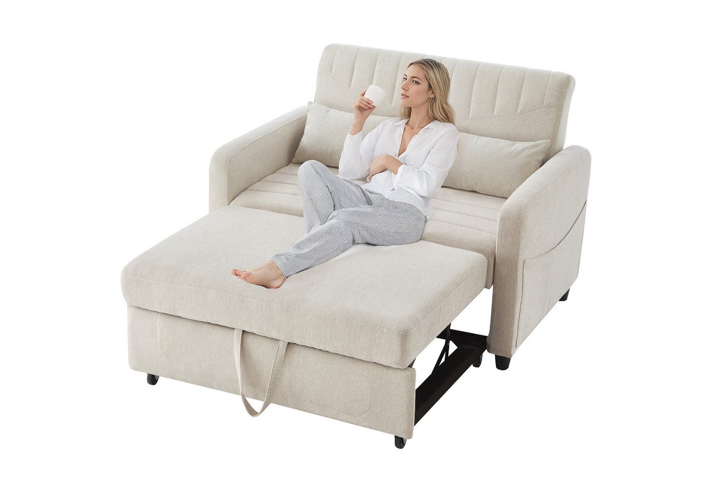 Refined Living Schlafsofa Zweisitzer-Klappsofa,Klapp-Sofa-Bett,Sofa mit Bettfunktion,2-in-1 Sofa, Hautfreundlich, weich und langlebig, Sofa und Bett in einem, 3-fach verstellbare Rückenlehne, Schlafcouch, 2-Sitzer Sofa, ausziehbares Schlafsofa, Gästebett, Sofa für kleine Wohnung, Schlafcouch Leinen, Sofabett klappbar mit Schlaffunktion & 2 Kissen, Kompaktes Sofa, Sofa für Studentenwohnheim, Platzsparendes Design, Robuste Konstruktion 1 Teile, für Kleine Wohnungen, Gästezimmer, Wohnzimmer,Büro,Studentenwohnheime Refined Living Schlafsofa Zweisitzer-Klappsofa,Klapp-Sofa-Bett,Sofa mit Bettfunktion,2-in-1 Sofa, Hautfreundlich, weich und langlebig, Sofa und Bett in einem, 3-fach verstellbare Rückenlehne, Schlafcouch, 2-Sitzer Sofa, ausziehbares Schlafsofa, Gästebett, Sofa für kleine Wohnung, Schlafcouch Leinen, Sofabett klappbar mit Schlaffunktion & 2 Kissen, Kompaktes Sofa, Sofa für Studentenwohnheim, Platzsparendes Design, Robuste Konstruktion 1 Teile, für Kleine Wohnungen, Gästezimmer, Wohnzimmer,Büro,Studentenwohnheime von Refined Living