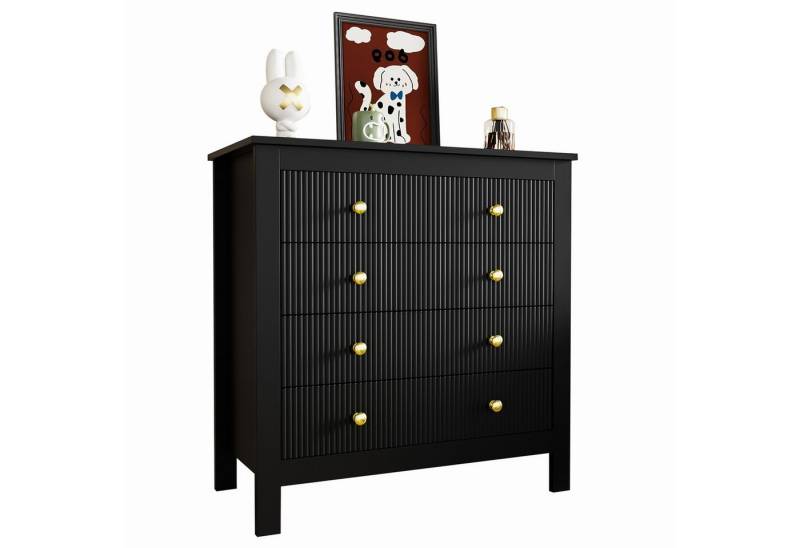Refined Living Sideboard Schuhschrank Wohnzimmerschrank Kommode mit Spezialtüren Schminktisch (1 St., 5 Schubladen mit speziell strukturierten Oberfläche, 1 St., Goldgriffen Viel Stauraum Robuste Konstruktion Schubladenschrank), für den Eingangsbereich, Wohnzimmer, Schlafzimmer und Flur geeignet. von Refined Living