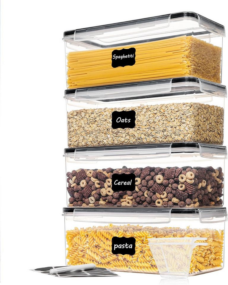 Refined Living Vorratsdose 3.2L Vorratsdosen mit Deckel 4er Set,Frischhaltedose, Aufbewahrungsbox, BPA-freier, bruchsicherer Kunststoff, (Frischhaltedose, Spaghetti Aufbewahrung Pasta Vorratsbehälter, Aufbewahrungsbox Küche, Aufbewahrungsdosen Set, Küchenorganisation, Müsli Cornflakes Behälter, Lebensmittelbehälter luftdicht, Vorratsbehälter, Horizontale Lagerung, Luftdicht & Frischhaltung, 4-tlg., Lebensmittelbehälter Kunststoff mit Etiketten & Messbecher, BPA-frei), Großes Fassungsvermögen, für Nudeln,Müsli,Cornflakes,Nüsse,Snacks Refined Living Vorratsdose 3.2L Vorratsdosen mit Deckel 4er Set,Frischhaltedose, Aufbewahrungsbox, BPA-freier, bruchsicherer Kunststoff, (Frischhaltedose, Spaghetti Aufbewahrung Pasta Vorratsbehälter, Aufbewahrungsbox Küche, Aufbewahrungsdosen Set, Küchenorganisation, Müsli Cornflakes Behälter, Lebensmittelbehälter luftdicht, Vorratsbehälter, Horizontale Lagerung, Luftdicht & Frischhaltung, 4-tlg., Lebensmittelbehälter Kunststoff mit Etiketten & Messbecher, BPA-frei), Großes Fassungsvermögen, für Nudeln,Müsli,Cornflakes,Nüsse,Snacks von Refined Living