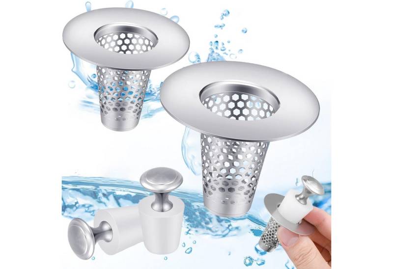 Refined Living Waschbeckenstöpsel 2er Abflussstopfen, Waschbeckenstöpsel 34-40mm Universal Waschbecken, (Siebstopfen mit Haarsieb für Abflussstopfen auf der Arbeitsplatte, 2 St., für Badewannen, Waschbecken, Friseurwaschbecken), für kleine Badezimmer-Bodenabläufe Refined Living Waschbeckenstöpsel 2er Abflussstopfen, Waschbeckenstöpsel 34-40mm Universal Waschbecken, (Siebstopfen mit Haarsieb für Abflussstopfen auf der Arbeitsplatte, 2 St., für Badewannen, Waschbecken, Friseurwaschbecken), für kleine Badezimmer-Bodenabläufe von Refined Living