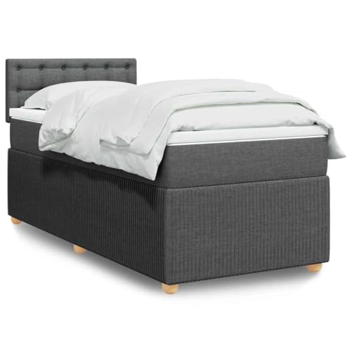Refined Boxspringbett Doppelbett Matratzenauflage Bettgestell mit Kopfteil Polsterbett Bett für Schlafzimmer mit Matratze Dunkelgrau 90x200 cm Stoff Refined Boxspringbett Doppelbett Matratzenauflage Bettgestell mit Kopfteil Polsterbett Bett für Schlafzimmer mit Matratze Dunkelgrau 90x200 cm Stoff von Refined