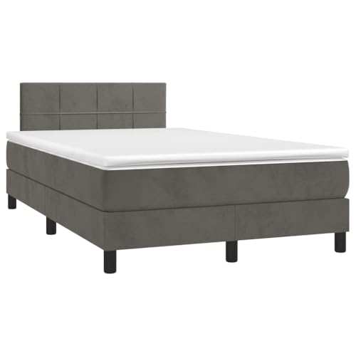 Refined Boxspringbett mit Matratze & LED Dunkelgrau 120x190 cm Samt von Refined