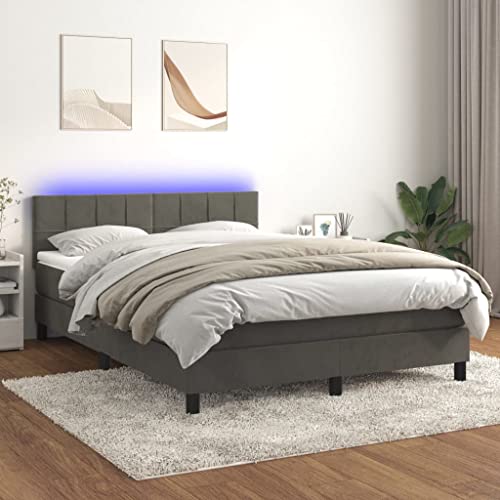 Refined Boxspringbett mit Matratze & LED Dunkelgrau 140x200 cm Samt Refined Boxspringbett mit Matratze & LED Dunkelgrau 140x200 cm Samt von Refined