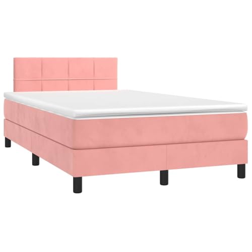 Refined Boxspringbett mit Matratze & LED Rosa 120x190 cm Samt von Refined