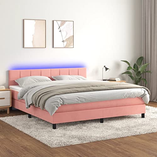 Refined Boxspringbett mit Matratze & LED Rosa 180x200 cm Samt Refined Boxspringbett mit Matratze & LED Rosa 180x200 cm Samt von Refined