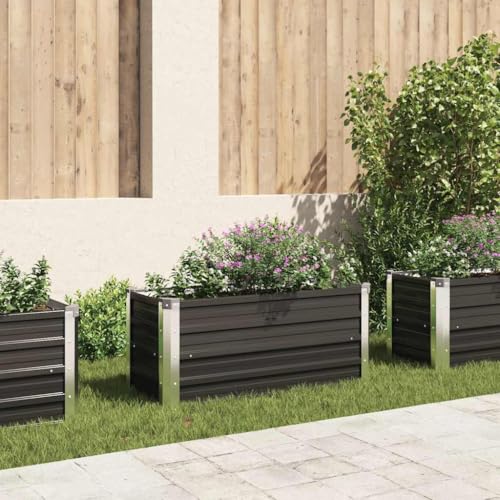 Refined Gartenbeet Pflanzbeet Frühbeet Pflanzkübel Pflanzkasten Blumenkübel Gemüsebeet Blumenkasten Garten-Hochbeet Anthrazit 100 x 40 x 45 cm Verzinkter Stahl von Refined