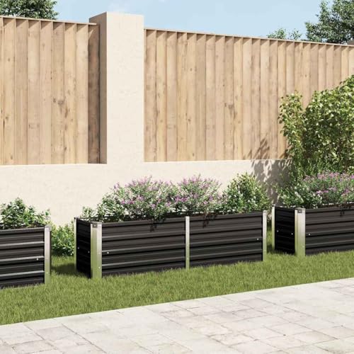 Refined Gartenbeet Pflanzbeet Frühbeet Pflanzkübel Pflanzkasten Blumenkübel Gemüsebeet Blumenkasten Garten-Hochbeet Anthrazit 160 x 40 x 45 cm Verzinkter Stahl von Refined