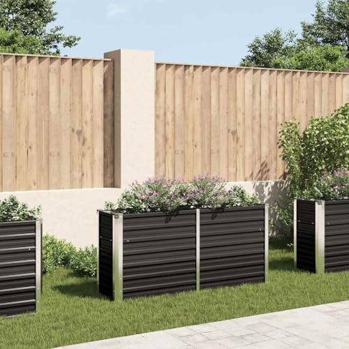 Refined Gartenbeet Pflanzbeet Frühbeet Pflanzkübel Pflanzkasten Blumenkübel Gemüsebeet Blumenkasten Garten-Hochbeet Anthrazit 160 x 40 x 77 cm Verzinkter Stahl von Refined