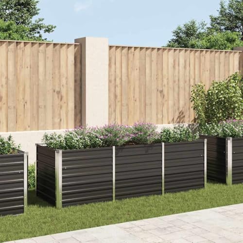 Refined Gartenbeet Pflanzbeet Frühbeet Pflanzkübel Pflanzkasten Blumenkübel Gemüsebeet Blumenkasten Garten-Hochbeet Anthrazit 240 x 80 x 77 cm Verzinkter Stahl von Refined
