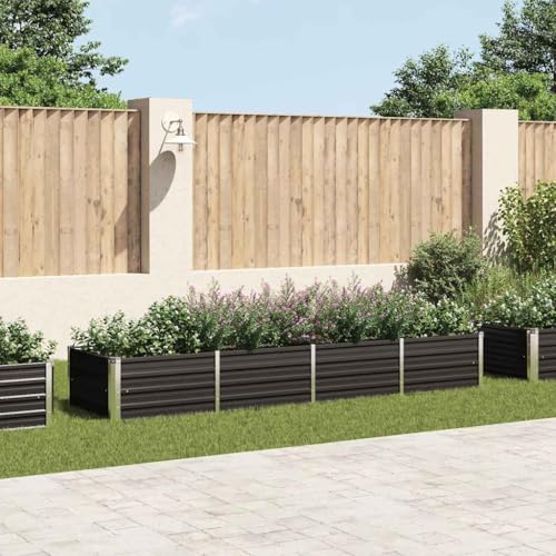 Refined Gartenbeet Pflanzbeet Frühbeet Pflanzkübel Pflanzkasten Blumenkübel Gemüsebeet Blumenkasten Garten-Hochbeet Anthrazit 320 x 80 x 45 cm Verzinkter Stahl von Refined