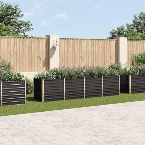 Refined Gartenbeet Pflanzbeet Frühbeet Pflanzkübel Pflanzkasten Blumenkübel Gemüsebeet Blumenkasten Garten-Hochbeet Anthrazit 320 x 80 x 77 cm Verzinkter Stahl von Refined