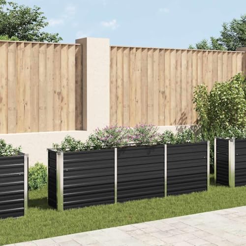 Refined Gartenbeet Pflanzbeet Frühbeet Pflanzkübel Pflanzkasten Blumenkübel Gemüsebeet Blumenkasten Garten-Hochbeet Verzinkter Stahl 240 x 40 x 77 cm Anthrazit von Refined