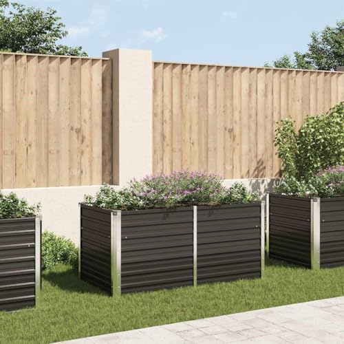 Refined Gartenbeet Pflanzbeet Frühbeet Pflanzkübel Pflanzkasten Blumenkübel Gemüsebeet Blumenkasten Hochbeet Anthrazit 160 x 80 x 77 cm Verzinkter Stahl von Refined