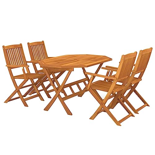 Refined Gartenmöbel Set Gartengarnitur Sitzgruppe Gartenset Sitzgarnitur Gartentisch Gartenstuhl Esstisch Tisch Stühle 5-TLG. Garten-Essgruppe Massivholz Akazie von Refined