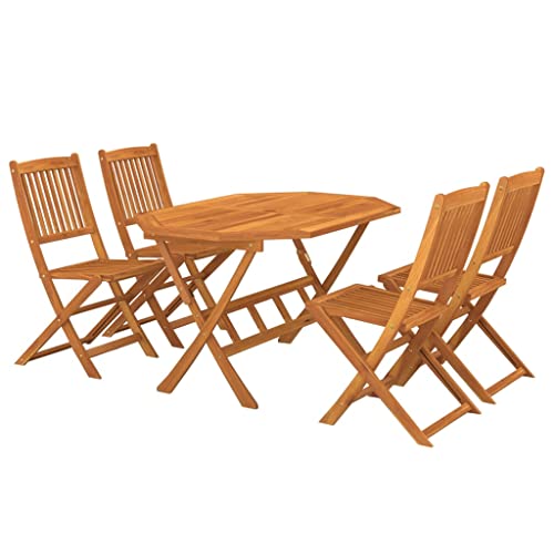 Refined Gartenmöbel Set Gartengarnitur Sitzgruppe Gartenset Sitzgarnitur Gartentisch Gartenstuhl Esstisch Tisch Stühle 5-TLG. Garten-Essgruppe Massivholz Akazie von Refined