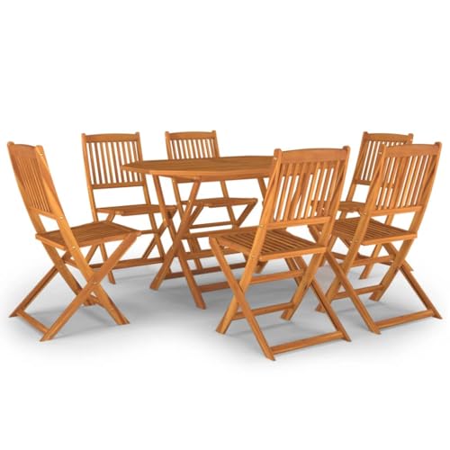 Refined Gartenmöbel Set Gartengarnitur Sitzgruppe Gartenset Sitzgarnitur Gartentisch Gartenstuhl Esstisch Tisch Stühle 7-TLG. Garten-Essgruppe Massivholz Akazie von Refined