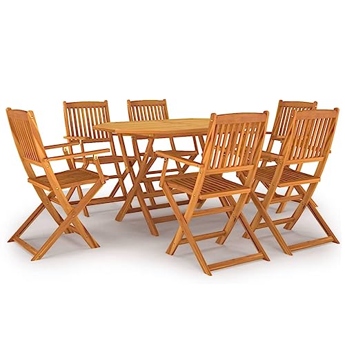 Refined Gartenmöbel Set Gartengarnitur Sitzgruppe Gartenset Sitzgarnitur Gartentisch Gartenstuhl Esstisch Tisch Stühle 7-TLG. Garten-Essgruppe Massivholz Akazie von Refined