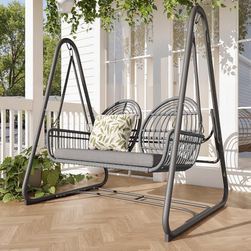 Refined Gartenschaukel Hollywoodschaukel mit Rückenlehne Gartenmöbel-Set für den AußenbereichDoppelschaukel aus PE-Rattan 2 Sitze Dunkelgrauer Sitzrahmen und Kissen Refined Gartenschaukel Hollywoodschaukel mit Rückenlehne Gartenmöbel-Set für den AußenbereichDoppelschaukel aus PE-Rattan 2 Sitze Dunkelgrauer Sitzrahmen und Kissen von Refined