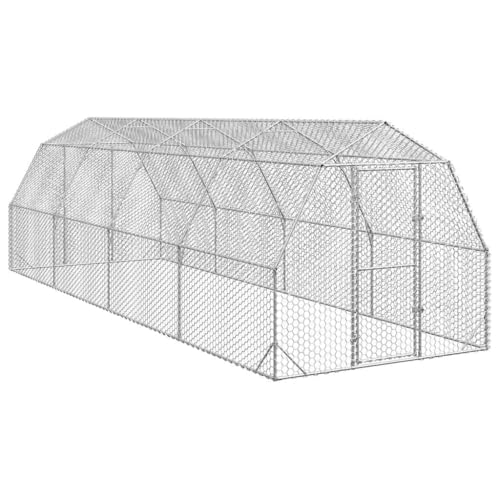 Refined Hühnerstall Freilaufgehege Tierlaufstall Hühnerhaus Freigehege Kleintierstall Geflügelstall 2,5x8x2,25 m Verzinkter Stahl von Refined