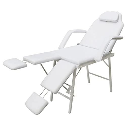Refined Kosmetikliege Massageliege Massagebank Behandlungsstuhl Kosmetikstuhl Tragbar Kunstleder 185×78×76 cm Weiß von Refined