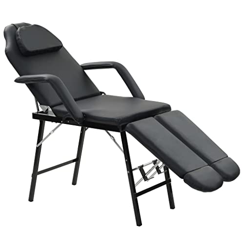 Refined Kosmetikliege Massageliege Massagebank Behandlungsstuhl Tragbarer Kosmetikstuhl Kunstleder 185x78x76 cm Schwarz von Refined