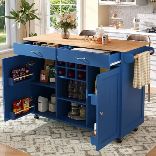 Refined Moderne Kücheninsel Küchenschrank buffetschrank Speisewagen mit Holzmaserung buffetschrank Multifunktionale Esstisch mit Speicherraum Blau Refined Moderne Kücheninsel Küchenschrank buffetschrank Speisewagen mit Holzmaserung buffetschrank Multifunktionale Esstisch mit Speicherraum Blau von Refined