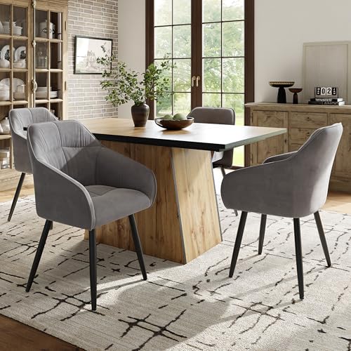 Refined Moderner Küchen-Esstisch aus Holz Bistrotisch Nicht abnehmbar Tisch für 4-6 Personen Wohnzimmer Küche Frühstückstisch Esszimmer Holzfarbe Braun von Refined