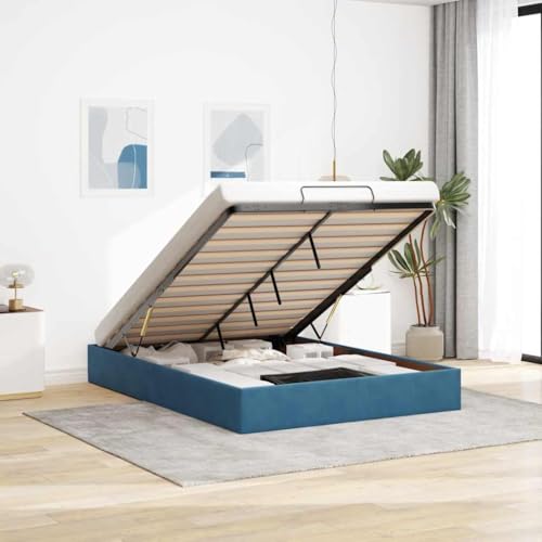 Refined Ottoman-Bett ohne Matratze Dunkelblau 140x190 cm Samt von Refined